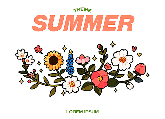 식물 디자인 꽃 행복 컬러 백그라운드 일러스트 자연 해바라기 국화 미술 장식 여름 장미 화환 그림 화사함 라벤더 뷰티풀 테마 국내일러스트 AI파일 계절 감정 컨셉 문화예술 허브 생태계 파일형식 벡터