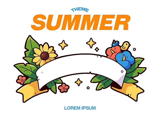 디자인 꽃 리본 예술 꽃다발 잎 일러스트 자연 해바라기 장식 여름 파란색 노란색 분위기 화사함 색감 테마 국내일러스트 AI파일 식물 계절 컬러 컨셉 생태계 파일형식 벡터