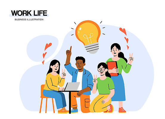 직업 일러스트 회의 협력 아이디어 직장 일상 학습 사무실 업무 직장인 전문직 토론 동료 긍정 소통 혁명 창의성 국내일러스트 AI파일 교육 컨셉 회사 비즈니스 관계 라이프 작업 파일형식 벡터