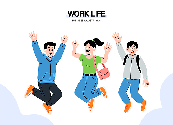 행복 일러스트 모션 협력 함께함 웃음 취미 친구 비즈니스라이프 청춘 활발 기쁨 동료 즐거움 소통 셰어링 국내일러스트 AI파일 라이프스타일 감정 컨셉 관계 표정 파일형식 벡터 공유경제