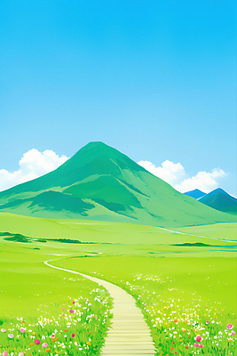 JPG 구름 꽃 길 여행 일러스트 자연 하늘 생명 산 풍경 초원 야외 여름 평화 걷기 소리 탐험 힐링 뷰티풀 국내일러스트 AI일러스트 AI콘텐츠 자연요소 식물 계절 컨셉 모션 생태계 파일형식