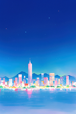 JPG 일러스트 자연 하늘 조명 산 거리 풍경 빌딩 여러명 건물 물 강 평화 황혼 도시 저녁 대도시 고층 뷰티풀 수평선 국내일러스트 AI일러스트 AI콘텐츠 자연요소 건축물 다수 컨셉 사람 일몰 야간 생태계 파일형식