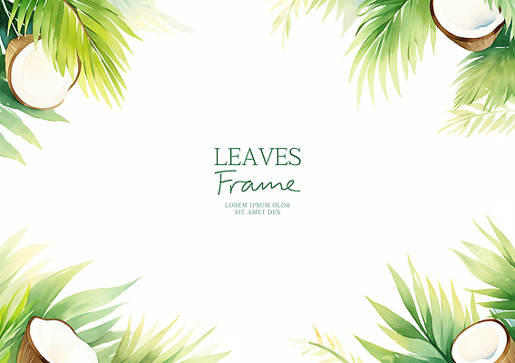 PSD 식물 템플릿 디자인 예술 백그라운드 잎 일러스트 자연 열대 프레임 장식 흰색 그림 코코넛 조화 뷰티풀 국내일러스트 이미지템플릿 컬러 과일 생태계 파일형식
