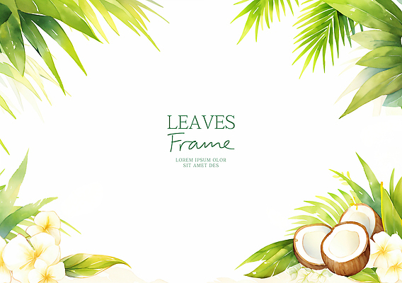 PSD 식물 템플릿 디자인 꽃 백그라운드 자연 열대 프레임 장식 초록색 신선 분위기 농기구 테두리 화사함 코코넛 이미지템플릿 컬러 컨셉 농업 과일 생태계 파일형식