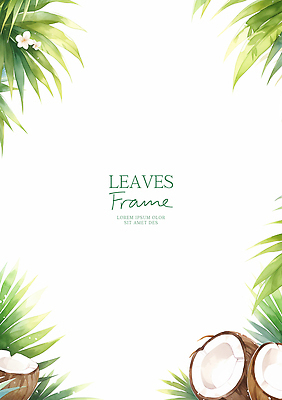 PSD 식물 템플릿 디자인 여유 백그라운드 잎 자연 열대 프레임 장식 초록색 공간 그림 코코넛 감성 뷰티풀 이미지템플릿 감정 컬러 컨셉 과일 생태계 파일형식