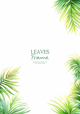 PSD 식물 템플릿 디자인 백그라운드 잎 자연 열대 수채화 프레임 장식 초록색 여름 그림 이미지템플릿 계절 컬러 생태계 파일형식