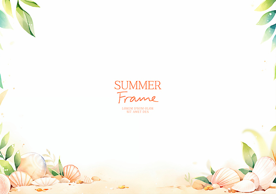 PSD 식물 템플릿 디자인 예술 바다 컬러 자연 하늘 조개 프레임 따뜻함 해변 그래픽 장식 여름 분위기 이미지템플릿 계절 컨셉 어패류 생태계 파일형식