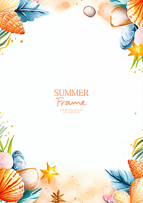 PSD 템플릿 디자인 예술 바다 컬러 일러스트 자연 조개 풍경 장식 여름 파티 산호 테두리 오브젝트 국내일러스트 이미지템플릿 계절 어패류 이벤트 자포동물 생태계 파일형식