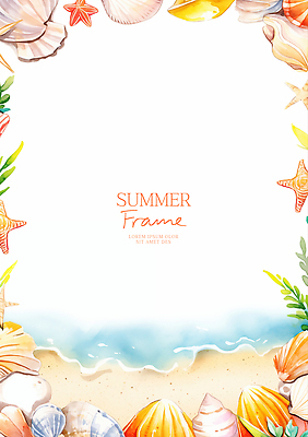 PSD 식물 템플릿 디자인 예술 바다 컬러 백그라운드 자연 휴가 조개 이벤트 해변 장식 여름 분위기 이미지템플릿 계절 컨셉 어패류 생태계 파일형식