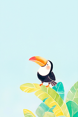 JPG 식물 동물 일러스트 자연 조류 하늘 나뭇잎 열대 앉기 평화 환경 숲 생태계 부리 뷰티풀 색감 생동감 국내일러스트 AI일러스트 AI콘텐츠 컨셉 잎 모션 파일형식