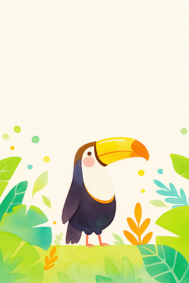 JPG 식물 동물 여유 컬러 일러스트 자연 조류 평화 감상 열대우림 그림 생태계 애니메이션 서식지 생동감 트로피컬아트 국내일러스트 AI일러스트 AI콘텐츠 감정 컨셉 숲 파일형식