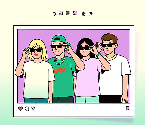 패션 감정 얼굴 포즈 백그라운드 일러스트 장신구 함께함 웃음 여름 친구 컬러풀 선글라스 그룹 유머 사교 소셜미디어 화기애애 스타일 국내일러스트 AI파일 계절 안경 컬러 컨셉 관계 표정 신체부위 파일형식 벡터