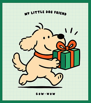 행복 컬러 일러스트 포장 선물 사랑 장식 반려동물 달리기 귀여움 기쁨 축하 생일 개 강아지 즐거움 마무리 국내일러스트 AI파일 동물 기념일 감정 컨셉 포유류 모션 파일형식 벡터