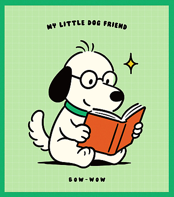 동물 캐릭터 행복 안경 컬러 일러스트 표정 이야기 풍경 책 친구 반려동물 독서 귀여움 주황색 개 편안함 즐거움 그림 상상력 국내일러스트 일러캐릭터 AI파일 잡화 감정 컨셉 포유류 관계 감각 파일형식 벡터