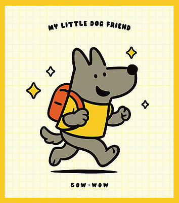 캐릭터 행복 반려견 상징 일러스트 배낭 모션 표정 미소 친구 반려동물 달리기 노란색 귀여움 강아지 만화 즐거움 활기 국내일러스트 일러캐릭터 AI파일 동물 감정 컬러 컨셉 가방 관계 개 파일형식 벡터