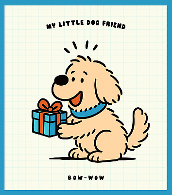 동물 캐릭터 행복 리본 어린이 일러스트 실내 표정 선물 파란색 친구 반려동물 귀여움 기쁨 축하 생일 강아지 놀이터 만화 순간 국내일러스트 일러캐릭터 AI파일 기념일 감정 컬러 컨셉 관계 놀이 사람 내부 개 파일형식 벡터