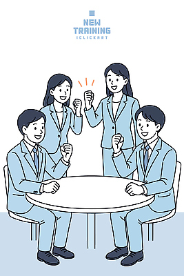 일러스트 회의 협력 학습 사무실 업무 직원 전략 소통 목표설정 참여 프로젝트 국내일러스트 AI파일 교육 컨셉 비즈니스 작업 파일형식 벡터