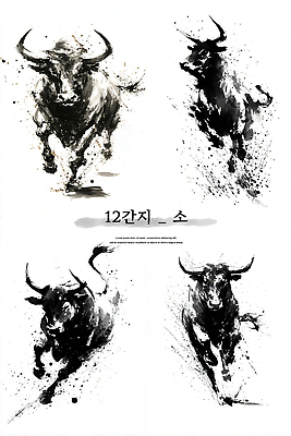 JPG 동물 한국문화 전통 디자인 예술 포즈 일러스트 흑백 미술 세로 힘 십이지신 표현 소 그림 역동적 국내일러스트 AI일러스트 AI콘텐츠 동양문화 컨셉 포유류 문화예술 한국 촬영기법 파일형식