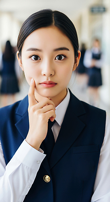 JPG 편집이미지 학생 여학생 교복 생각 손가락 교실 소녀 학습 분위기 집중 턱 착용 의료성형뷰티 편집실사 AI인물포토 AI콘텐츠 손 옷 여자 교육 어린이 컨셉 학교 CG 파일형식 AI포토