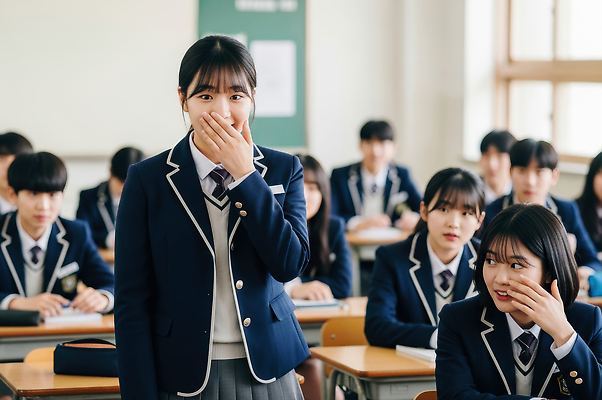 JPG 편집이미지 학생 옷 여학생 교육 감정 교실 학교 청소년 대화 웃음 친구 학습 집중 즐거움 의료성형뷰티 편집실사 AI인물포토 AI콘텐츠 여자 컨셉 관계 표정 말하기 사람 CG 파일형식 AI포토