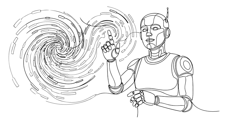모양 디자인 예술 선 과학 백그라운드 일러스트 상상 미래 기술 손짓 그래픽 우주 디지털 기계 소용돌이 구출 로봇 창의성 AI_인공지능 국내일러스트 AI파일 컨셉 모션 회오리 도움 파일형식 벡터