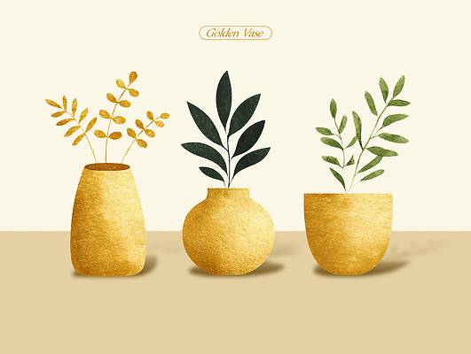 PSD 식물 디자인 화분 예술 백그라운드 일러스트 자연 생명 아이디어 실내 장식 인테리어 금색 오브젝트 모던 질감 심플 조화 뷰티풀 국내일러스트 컬러 컨셉 내부 생태계 파일형식
