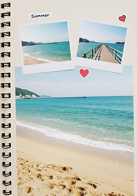 JPG 편집이미지 모래 바다 여행 자연 휴가 풍경 해변 여름 관광지 일출 산책 나무다리 편집실사 AI포토 AI콘텐츠 계절 휴식 노을 다리_건축물 CG 생태계 파일형식