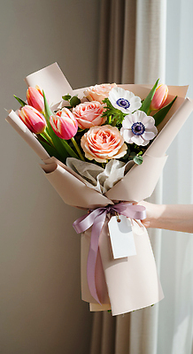 JPG 편집이미지 손 꽃 분홍색 꽃다발 포장 자연 실내 따뜻함 선물 햇빛 장미 기쁨 튤립 화려 아네모네 의료성형뷰티 편집실사 AI인물포토 AI콘텐츠 식물 감정 컬러 컨셉 내부 신체부위 태양 CG 생태계 파일형식 AI포토