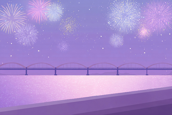 JPG 감정 컬러 야경 일러스트 하늘 조명 불꽃놀이 풍경 여름 강 반사 축제 축하 도시 수면 저녁 한강 뷰티풀 가교 국내일러스트 AI일러스트 AI콘텐츠 건축물 계절 컨셉 놀이 서울 물 야간 랜드마크 파일형식 풍경_경치