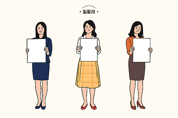 캐릭터 디자인 옷 여자 패션 감정 포즈 일러스트 비즈니스 직장 캐주얼 매력적 다양 모던 마케팅 스타일 국내일러스트 일러캐릭터 AI파일 다수 컨셉 회사 사람 파일형식 벡터