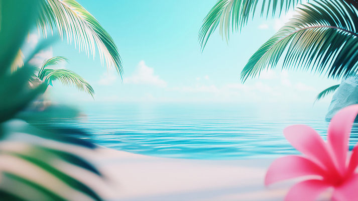 JPG 편집이미지 바다 여행 자연 휴식 열대 풍경 해변 여름 파란색 야자수 태양 평화 세련 차분 편집실사 AI컴퓨터그래픽 AI콘텐츠 자연요소 나무 계절 컬러 컨셉 CG 생태계 파일형식