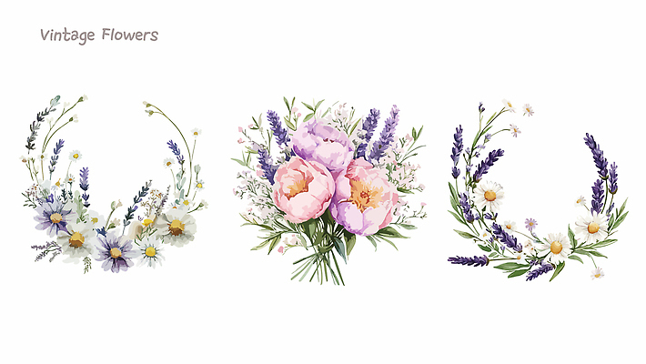 디자인 꽃 컬러 꽃다발 일러스트 자연 그래픽 장식 여름 화관 용수철 빈티지 그림 화사함 조화 피어싱 세련 국내일러스트 AI파일 식물 계절 컨셉 장신구 생태계 파일형식 벡터