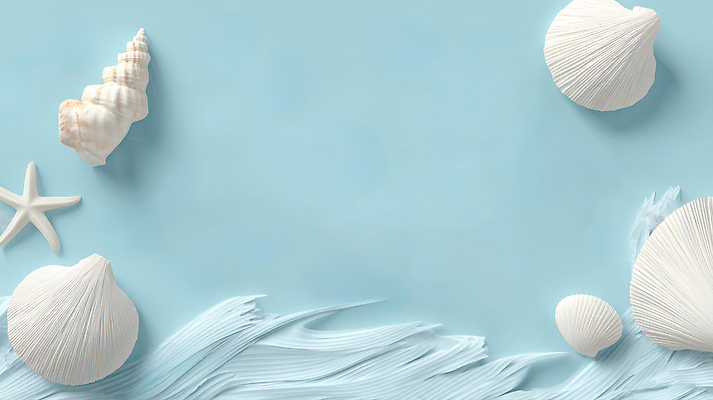 JPG 편집이미지 바다 하늘색 백그라운드 자연 조개 해변 장식 여름 평화 수중동물 오브젝트 부드러움 아기자기 편집실사 AI포토 AI콘텐츠 동물 계절 컨셉 어패류 파란색 감각 CG 생태계 파일형식
