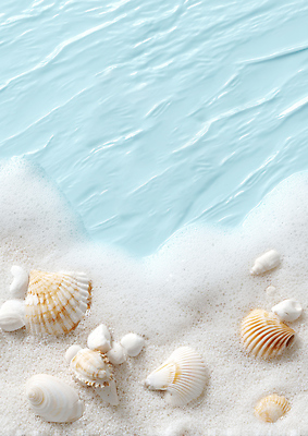 JPG 편집이미지 물결 모래 파도 바다 자연 조개 생물 풍경 해변 여름 햇빛 평화 수사 편집실사 AI포토 AI콘텐츠 계절 컨셉 어패류 태양 CG 생태계 파일형식