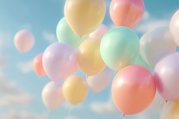 JPG 편집이미지 행복 감정 컬러 하늘 날씨 풍경 여름 햇빛 축제 자유 비행 장면 풍선 파스텔 편집실사 AI포토 AI콘텐츠 계절 컨셉 학용품 태양 CG 파일형식