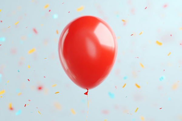 JPG 편집이미지 기념일 이벤트 공중 장식 빨간색 파티 축제 축하 생일 분위기 풍선 색종이 편집실사 AI포토 AI콘텐츠 종이 컬러 컨셉 CG 파일형식