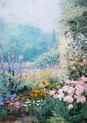 JPG 식물 편집이미지 꽃 화초 컬러 자연 아침 풍경 여름 평화 정원 안개 화사함 조화 뷰티풀 편집실사 AI일러스트 AI콘텐츠 주간 계절 컨셉 날씨 CG 생태계 파일형식