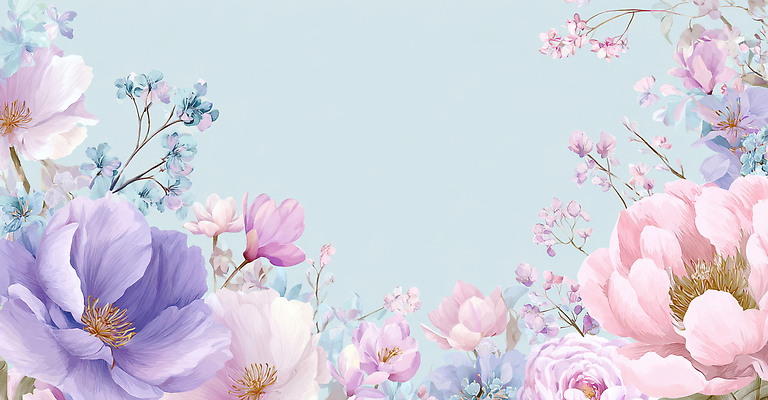 JPG 식물 디자인 꽃 예술 분홍색 컬러 백그라운드 일러스트 자연 생명 정원 보라색 흰색 부드러움 조화 뷰티풀 국내일러스트 AI일러스트 AI콘텐츠 감각 생태계 파일형식