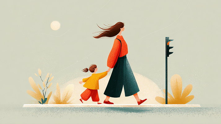 JPG 행복 어린이 일러스트 졸업 가족 엄마 거리 함께함 안전 풍경 일상 걷기 손잡기 봄 도시 국내일러스트 AI일러스트 AI콘텐츠 계절 교육 감정 컨셉 관계 모션 사람 라이프 파일형식