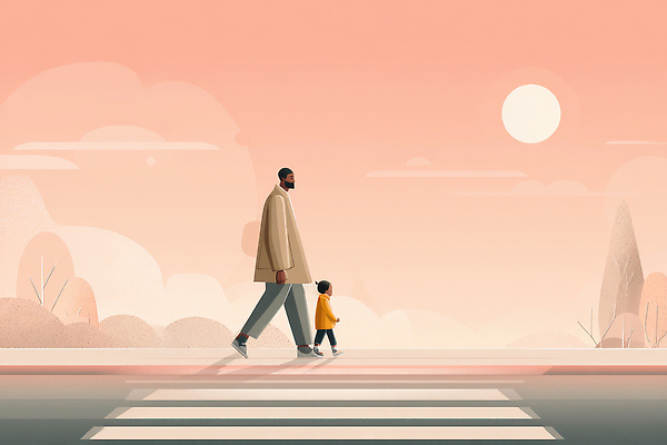 JPG 구름 길 아들 일러스트 가족 자연 산 거리 웃음 풍경 일상 햇빛 걷기 도시 부자 아빠 횡단보도 동행 오후 국내일러스트 AI일러스트 AI콘텐츠 자연요소 컨셉 관계 모션 표정 라이프 태양 보행로 생태계 파일형식