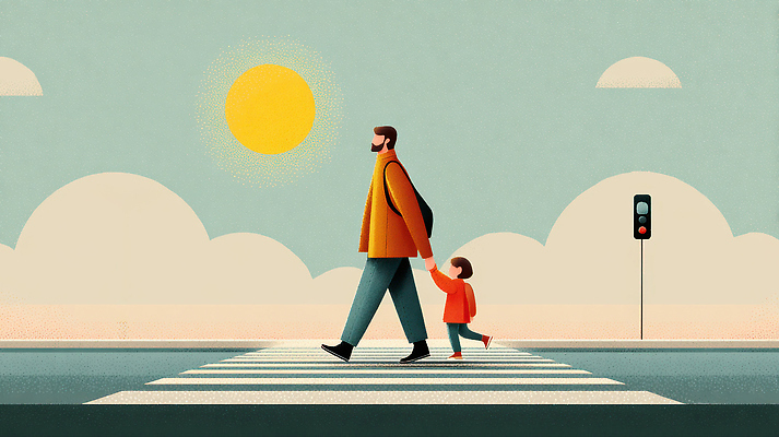JPG 커플 행복 어린이 일러스트 가족 놀이 거리 따뜻함 안전 일상 햇빛 평화 걷기 손잡기 도시 아빠 횡단보도 차 신호등 소중 국내일러스트 AI일러스트 AI콘텐츠 감정 음료 컨셉 관계 모션 사람 라이프 태양 보행로 파일형식