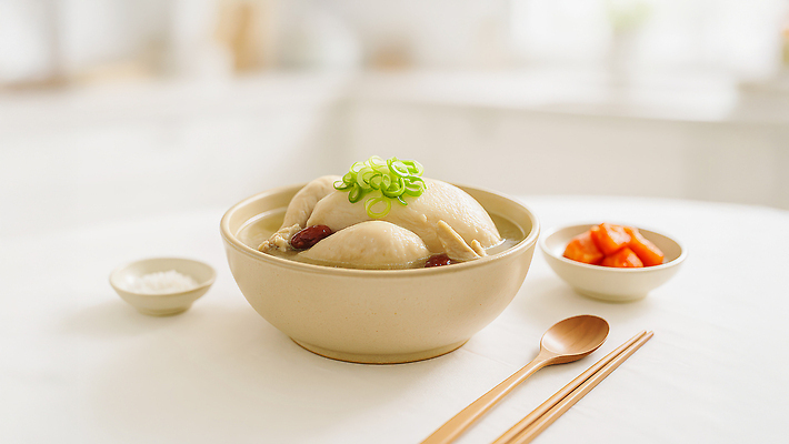 JPG 편집이미지 전통 한식 음식 재료 젓가락 식탁 김치 따뜻함 건강 요리 사람없음 저녁식사 소금 국물 삼계탕 다과 편집실사 AI포토 AI콘텐츠 탁자 디저트 수저 식사 CG 보양식 파일형식