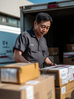 JPG 편집이미지 남자 중년 자동차 일상 상자 업무 작업 상품 집중 배송 오브젝트 정리 물류 의료성형뷰티 편집실사 AI인물포토 AI콘텐츠 육상교통 컨셉 사람 성인 라이프 CG 파일형식 AI포토