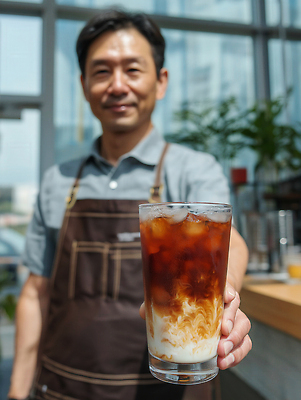 JPG 편집이미지 커피 음료 중년 재료 휴식 햇빛 카페 커피잔 고객 서비스 바리스타 아이스커피 오후 정성 의료성형뷰티 믹스커피 편집실사 AI인물포토 AI콘텐츠 직업 컨셉 잔 성인 태양 상점 CG 파일형식 AI포토