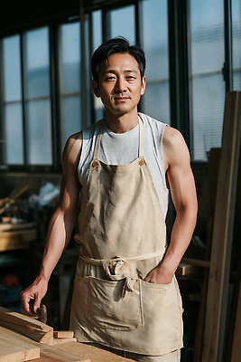 JPG 나무 편집이미지 남자 중년 조명 실내 표정 작업복 목재 자신감 작업실 분위기 공예 목수 손재주 의료성형뷰티 편집실사 AI인물포토 AI콘텐츠 식물 직업 옷 감정 컨셉 재료 사람 성인 취미 내부 CG 파일형식 AI포토