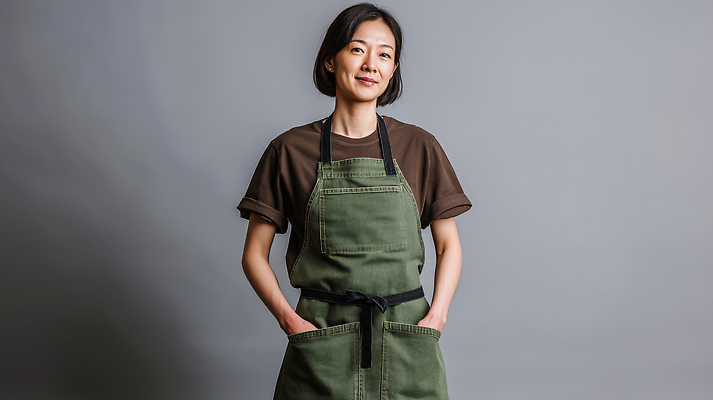 JPG 무료이미지 편집이미지 직업 여자 중년 기술 표정 요리 초록색 주방 요리사 앞치마 작업 체험 자신감 준비 의료성형뷰티 편집실사 AI인물포토 AI콘텐츠 감정 컬러 컨셉 사람 성인 CG 파일형식 무료콘텐츠 AI포토