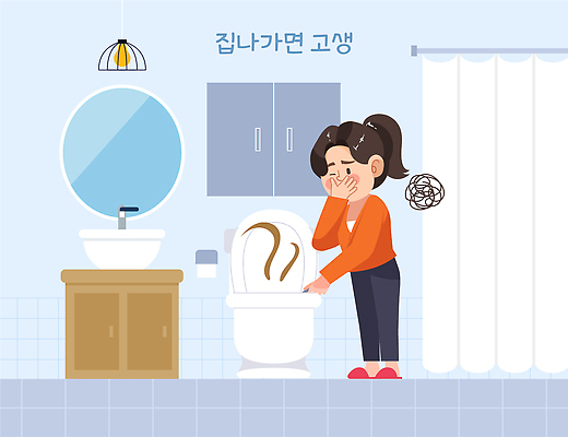 여자 가사 일러스트 표정 일상 생활 환경 주방 청결 욕실 도구 위생 세척 청소 세면대 고민 화장실 변기 심리 자취 거주 불편함 국내일러스트 AI파일 감정 3 사람 라이프 감각 파일형식 벡터