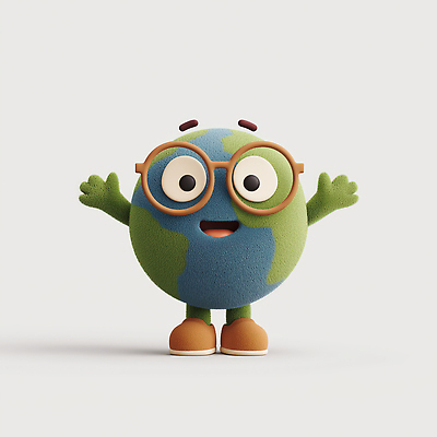 JPG 편집이미지 캐릭터 디자인 교육 지구 상징 컬러 미소 캐주얼 환경 원형 친환경 애니메이션 편집3D AI컴퓨터그래픽 AI콘텐츠 도형 옷 표정 3D 파일형식