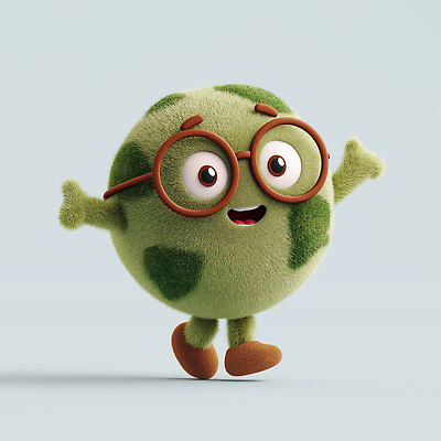 JPG 편집이미지 캐릭터 디자인 안경 지구 컬러 모션 털 웃음 친구 귀여움 기쁨 표현 애니메이션 편집3D AI컴퓨터그래픽 AI콘텐츠 잡화 감정 컨셉 관계 표정 3D 파일형식