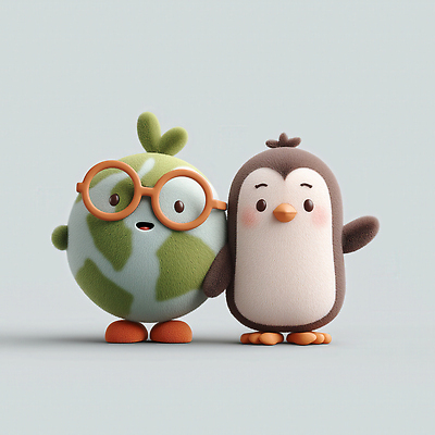 JPG 동물 편집이미지 디자인 지구 컬러 웃음 장난감 우정 친환경 펭귄 애니메이션 편집3D AI컴퓨터그래픽 AI콘텐츠 조류 표정 친구 3D 환경 파일형식